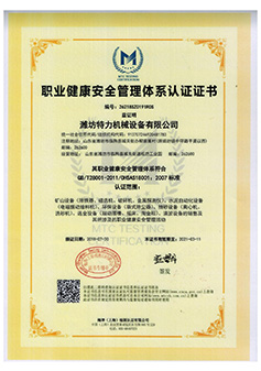 職業(yè)健康安全管理體系認證證書